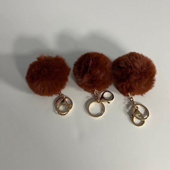 Set of Colorful Poms Keychains Fluffy Ball Faux Fur - Picture 7 of 15